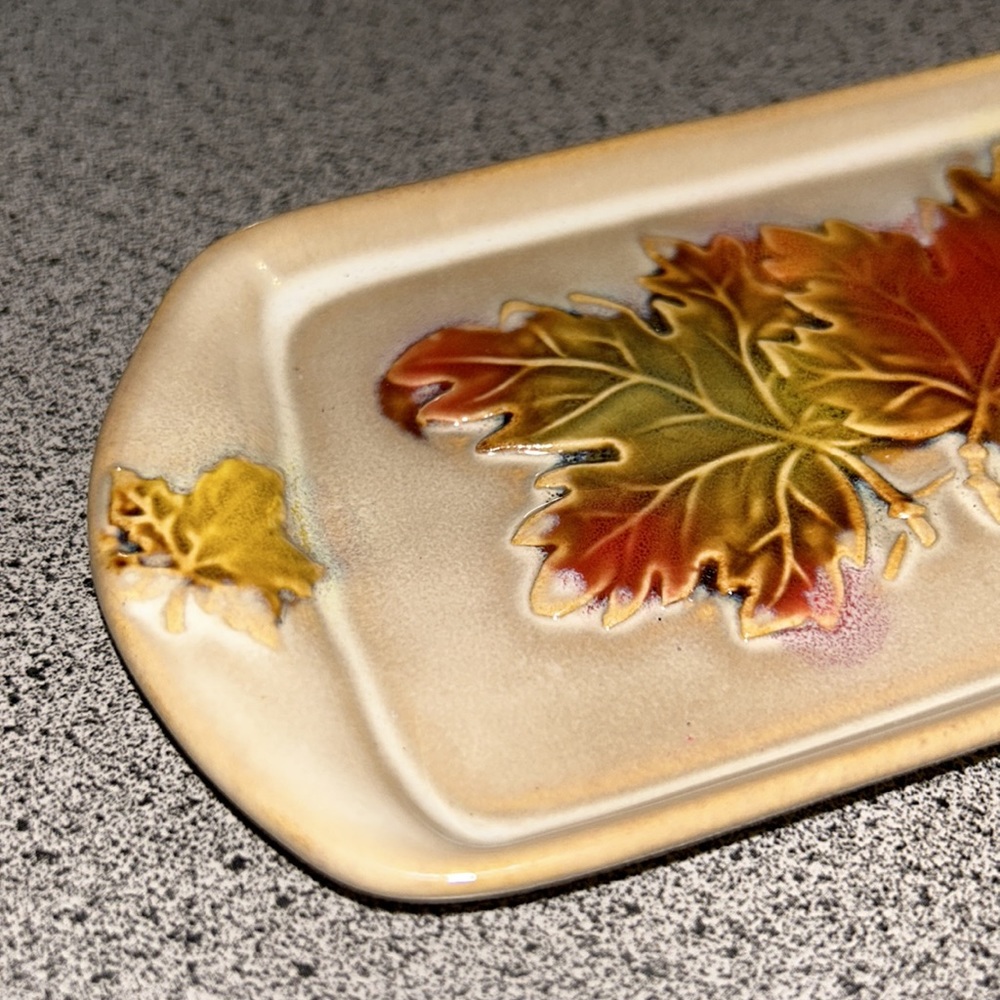 NWT Leaf Glazed Stoneware Trinket Tray by Willow Manor - Picture 4 of 11